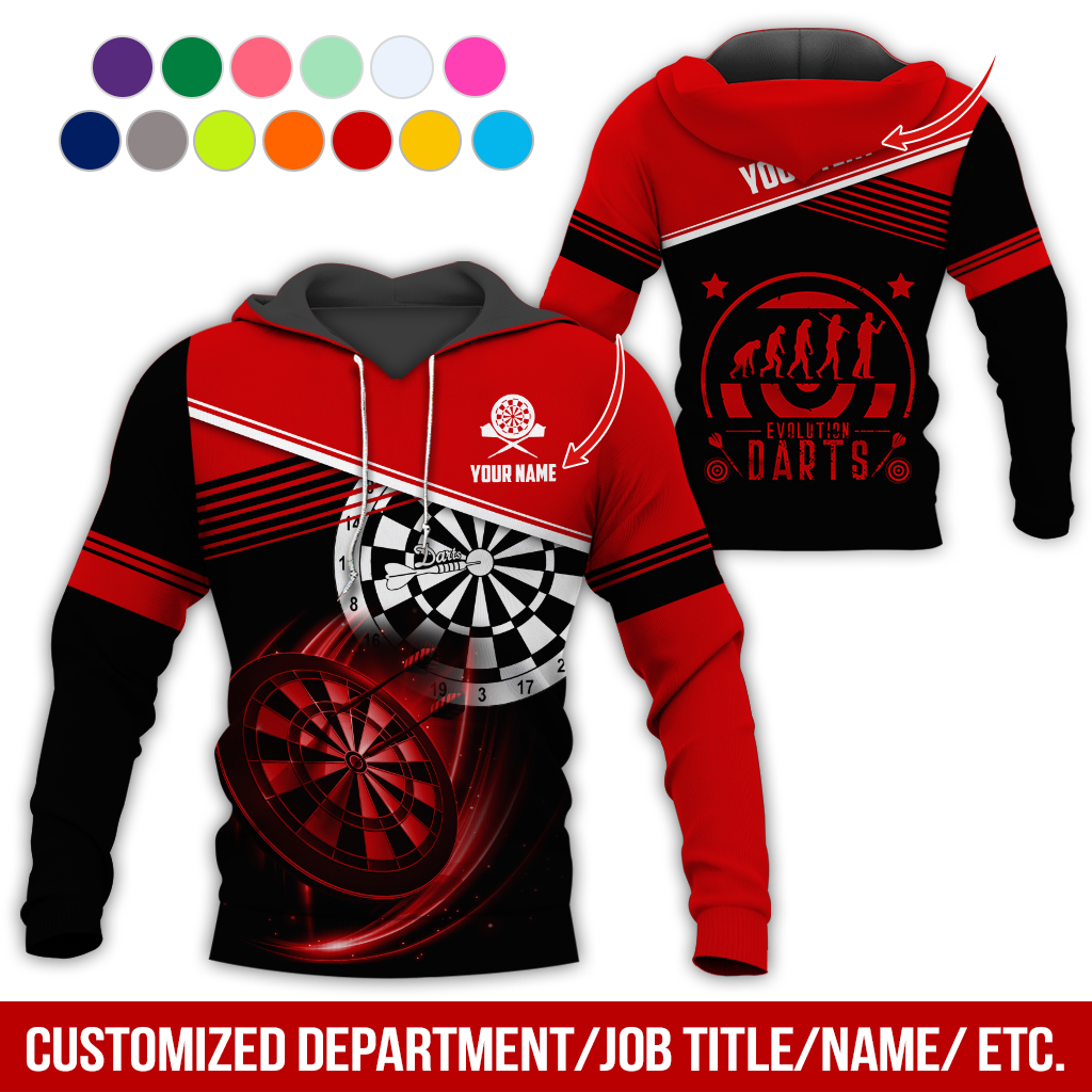 Customized Name & Text Darts Skull Premium Hoodie, Evolution of Darts Player Darts Hoodie, Perfect Gift For Darts Lovers, Darts Player