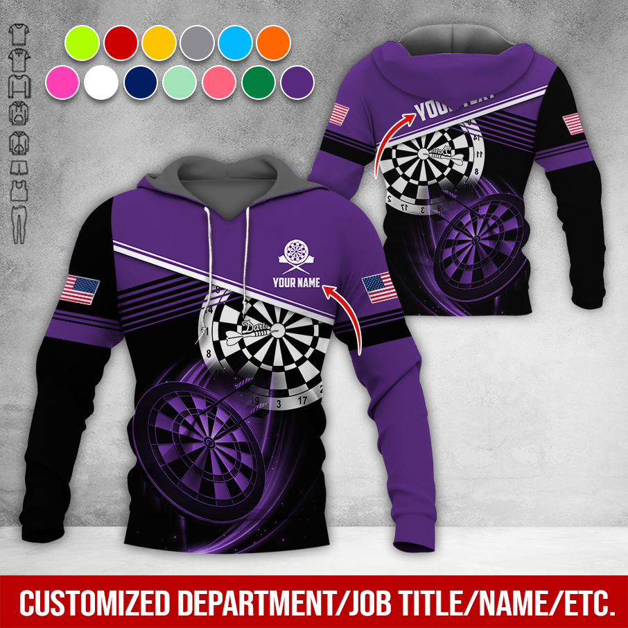 Customized Name & Text Darts Premium Hoodie, Custom National Flag, Darts Pattern Hoodie For Men & Women, Perfect Gift For Darts Lovers, Darts Player