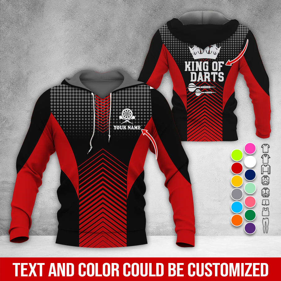 Customized Name & Text Darts Premium Hoodie, King Of Darts, Spot Pattern Hoodie, Perfect Gift For Darts Lovers, Darts Player