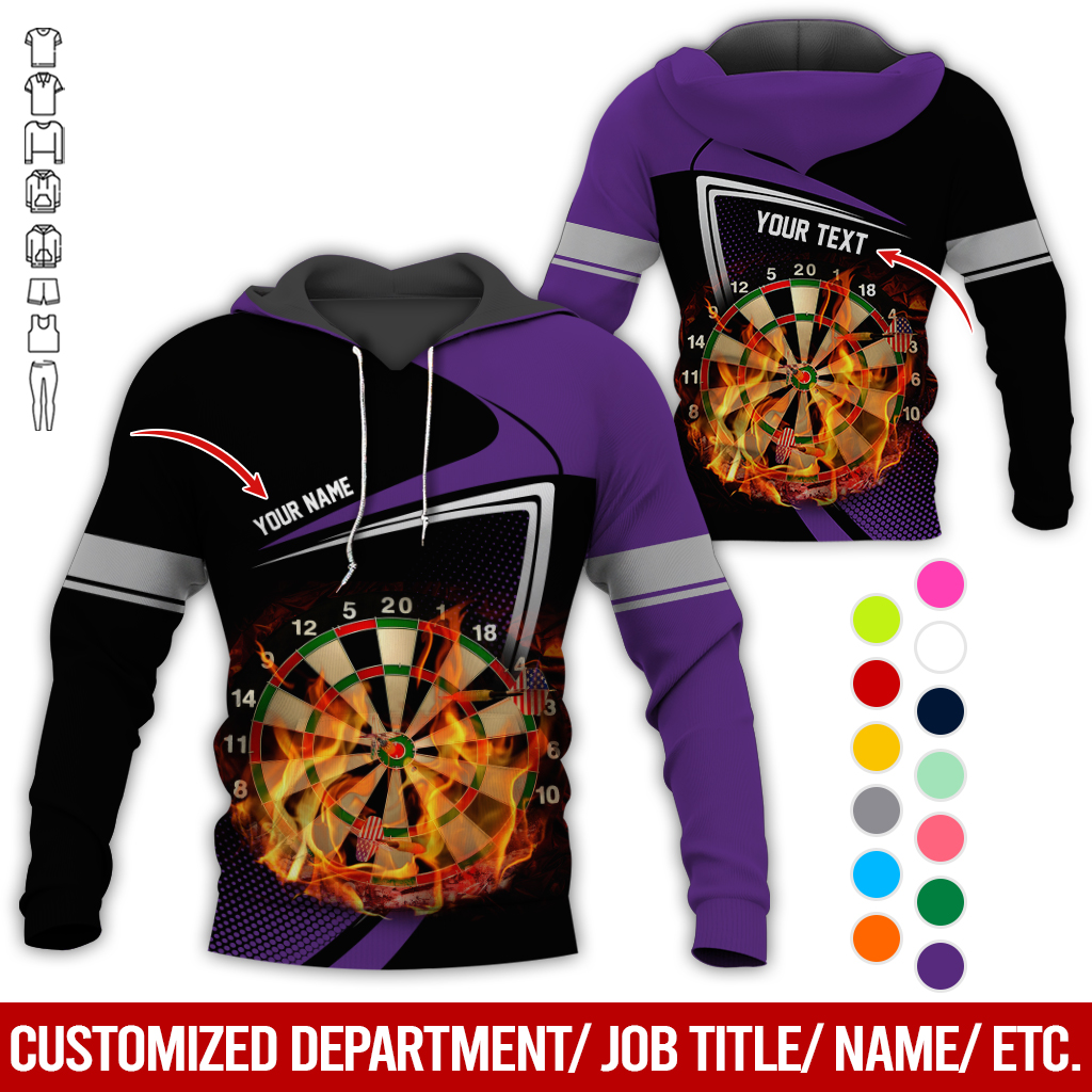 Personalized Darts Flaming Premium Hoodie, Dartboards Pattern Black & White Hoodie For Men & Women, Perfect Gift For Darts Lovers, Friend, Family