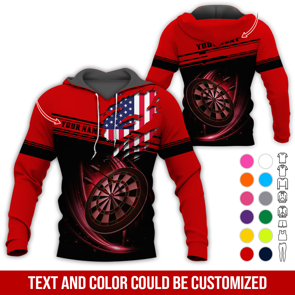 Personalized American Flag Darts Premium Hoodie ,Customized Name & Text Darts Premium Hoodie, Perfect Gift For Darts Lovers, Darts Player