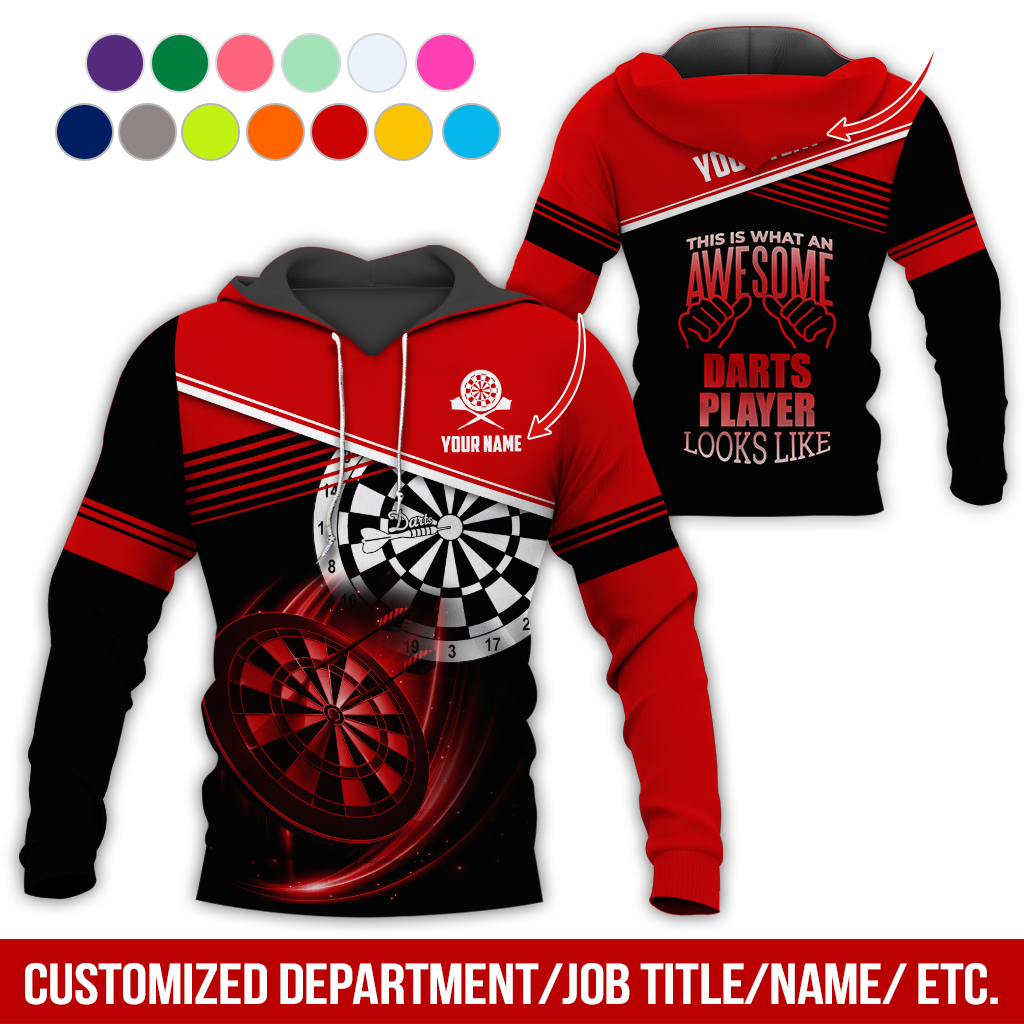 Customized Name & Text Darts Premium Hoodie, Darts Player Looks Like Hoodie, Perfect Gift For Darts Lovers, Darts Player