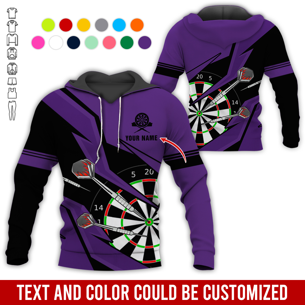Customized Name Darts Premium Hoodie, Lightning Pattern Darts Hoodie For Men & Woman, Perfect Gift For Darts Lovers, Darts Player
