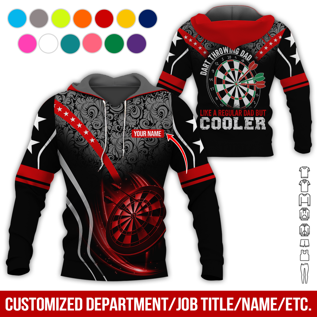 Customized Name Darts Tropical Pattern Hoodie, Like A Regular Dad But Cooler Hoodie, Perfect Gift For Darts Lovers, Darts Player