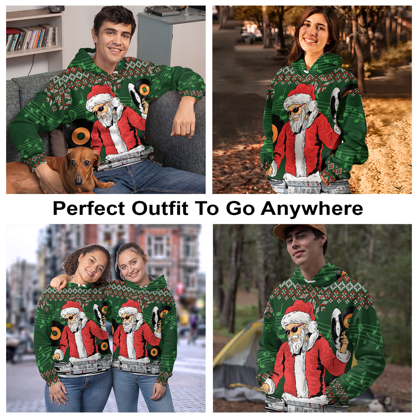Santa Claus DJ Pullover Premium Hoodie, Perfect Outfit For Men And Women On Christmas New Year Autumn Winter