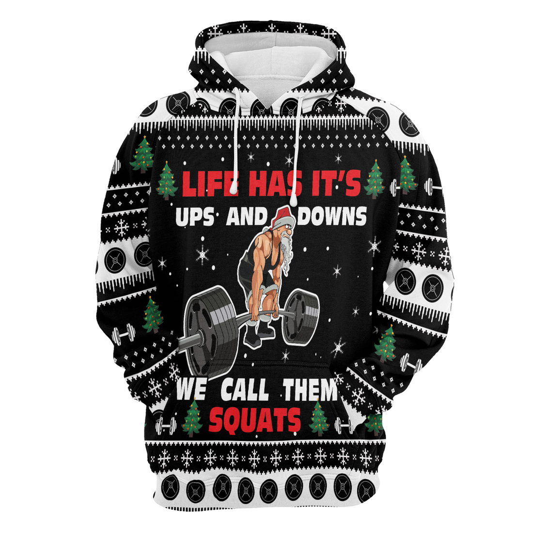Santa Loves Gym Premium Christmas Hoodie, Life Has It's Ups & Downs Unisex Hoodie For Men & Women - Perfect Gift For Christmas, Family