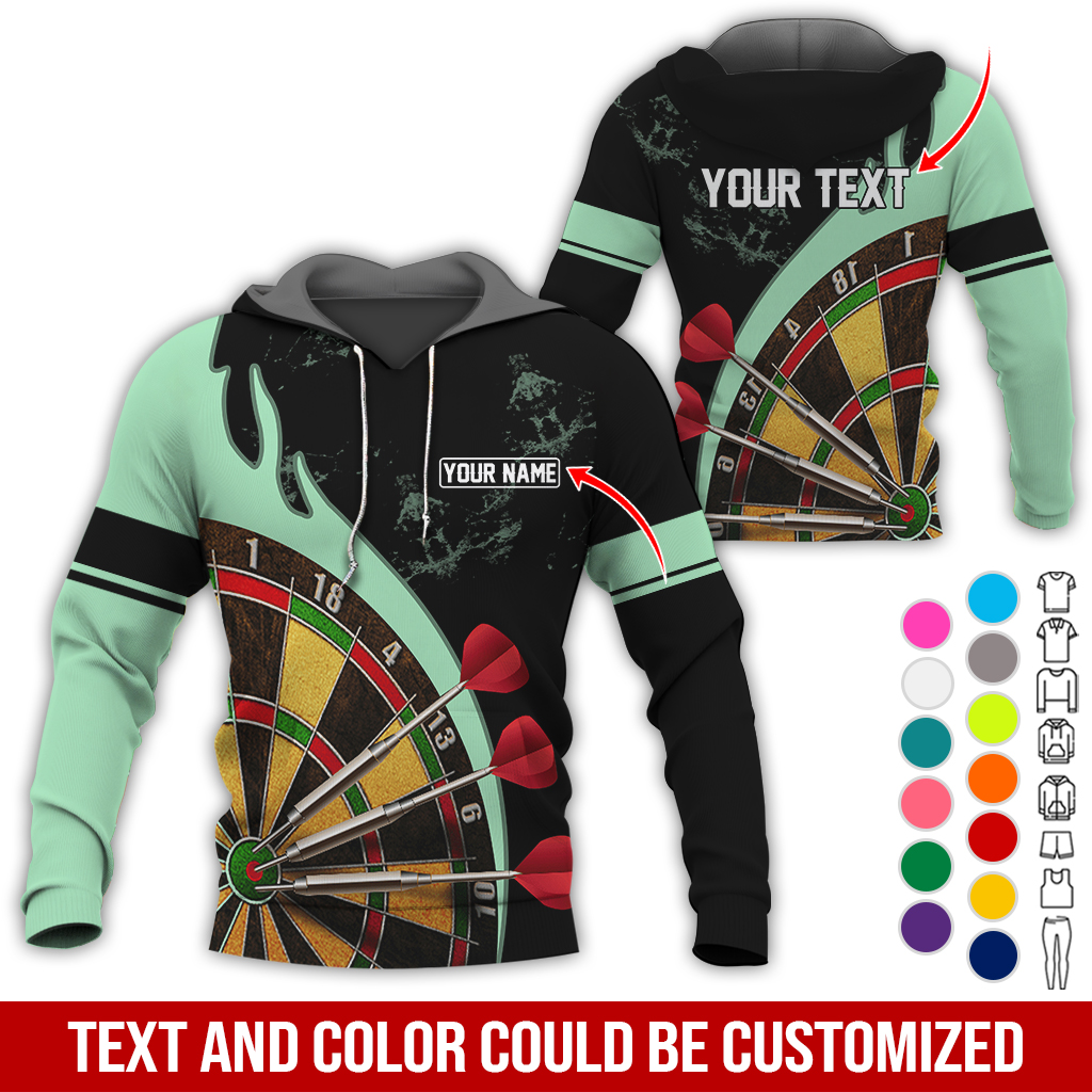 Customized Name & Text Darts Premium Hoodie, Darts & Fire Pattern Hoodie, Perfect Gift For Darts Lovers, Darts Player