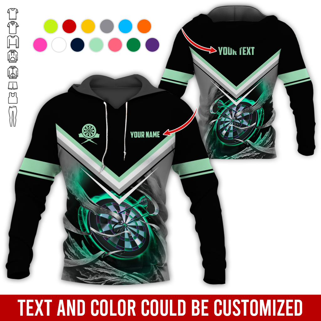 Customized Name & Text Darts Premium Hoodie, Darts And Smoke Pattern Hoodie, Perfect Gift For Darts Lovers, Darts Player