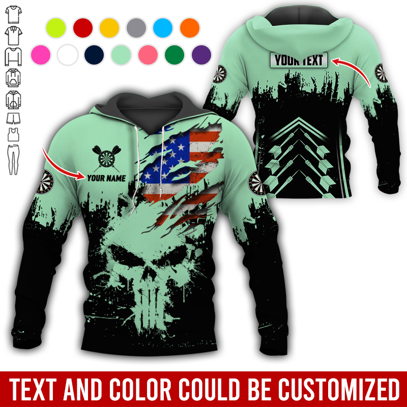 Customized Name & Text Darts Premium Hoodie, Custom National Flag Darts Hoodie For Men & Women, Perfect Gift For Darts Lovers, Darts Player