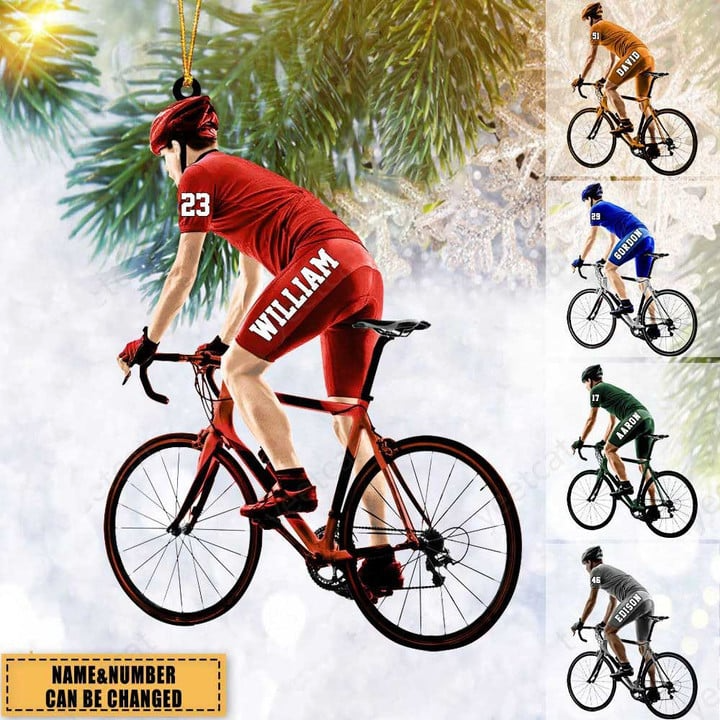 Custom Bike Riding Acrylic Christmas Ornament, Personalized Male Cyclist, Bike Riding Acrylic Ornament For Bike Riding Lover, Christmas