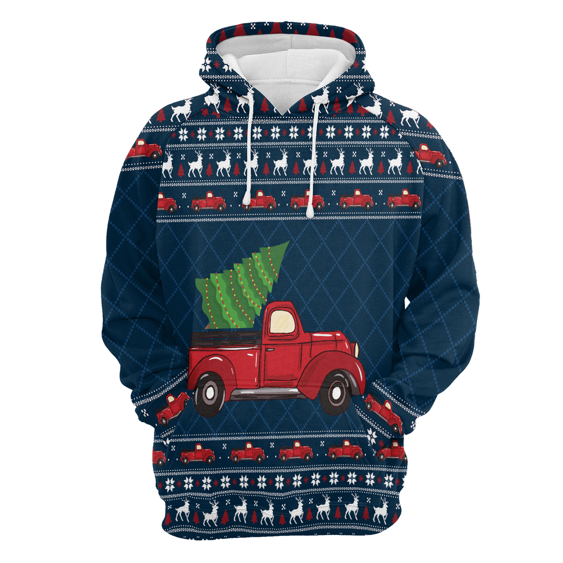Red Truck Premium Christmas Hoodie, Vintage Red Truck Christmas Unisex Hoodie For Men & Women - Perfect Gift For Christmas, Friends, Family