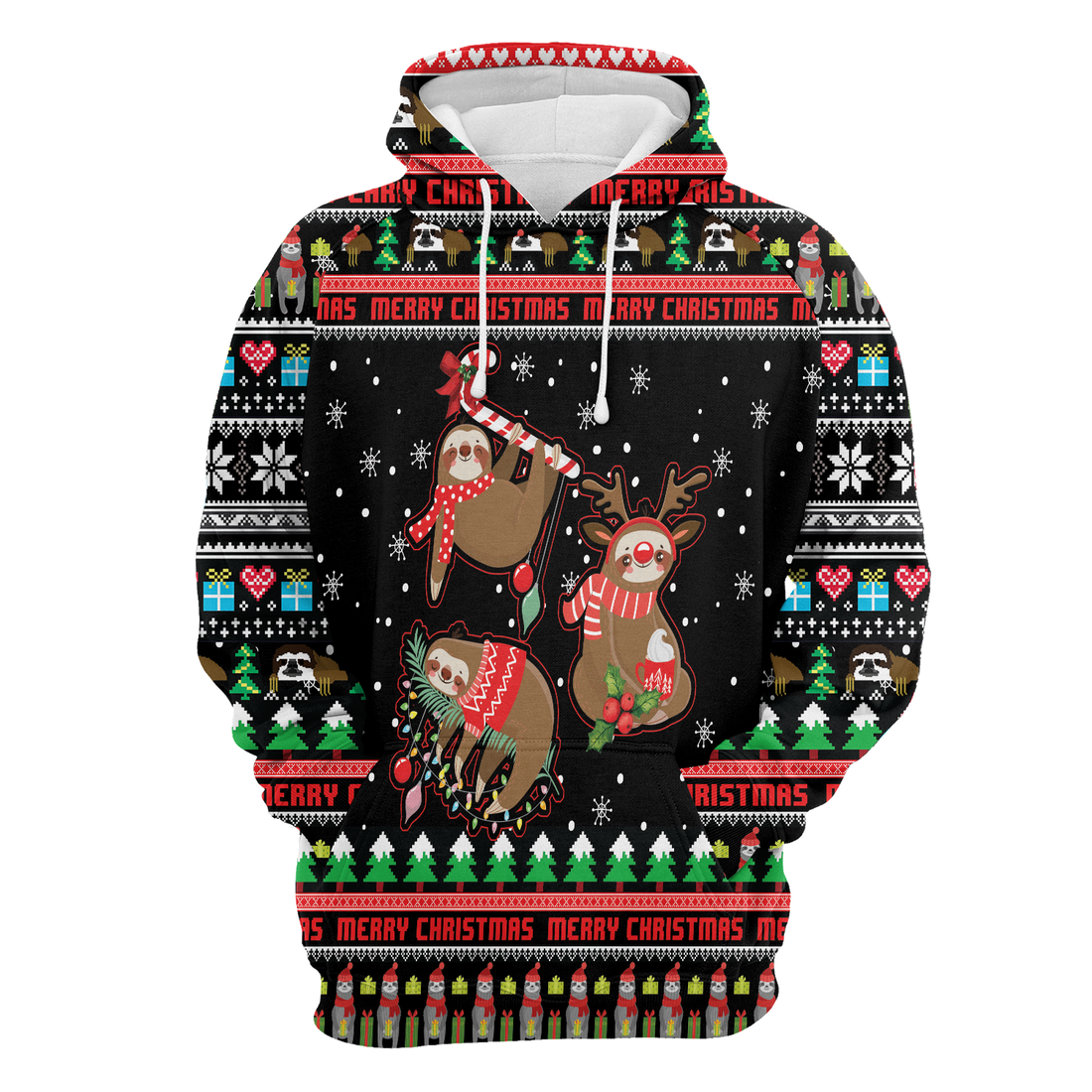 Sloth Premium Christmas Hoodie, Sloth Christmas Pattern Unisex Hoodie For Men & Women - Perfect Gift For Christmas, Sloth Lover