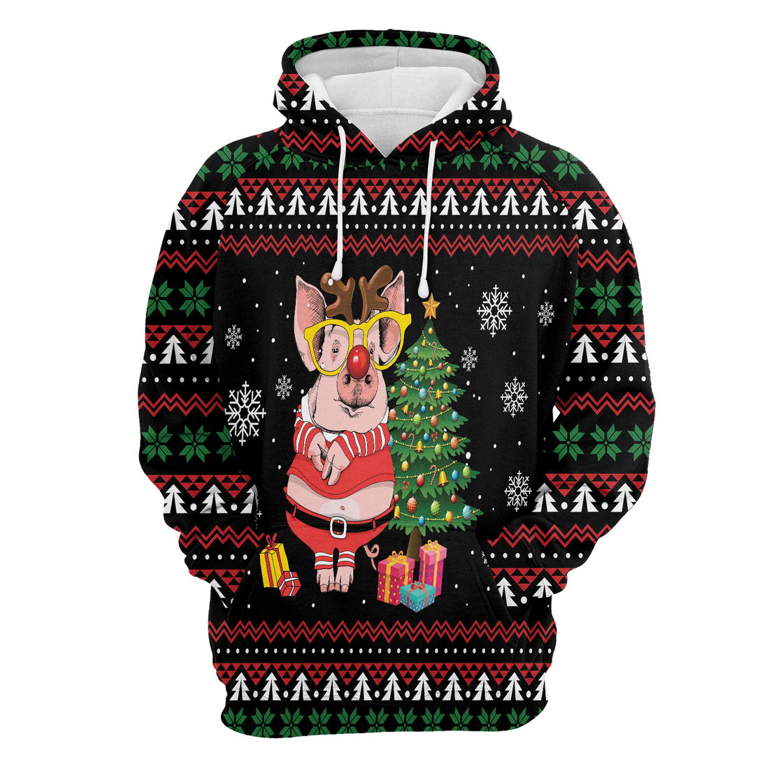 Pig Premium Christmas Hoodie, Pig Reindeer Unisex Hoodie For Men & Women - Perfect Gift For Christmas, Pig Lover
