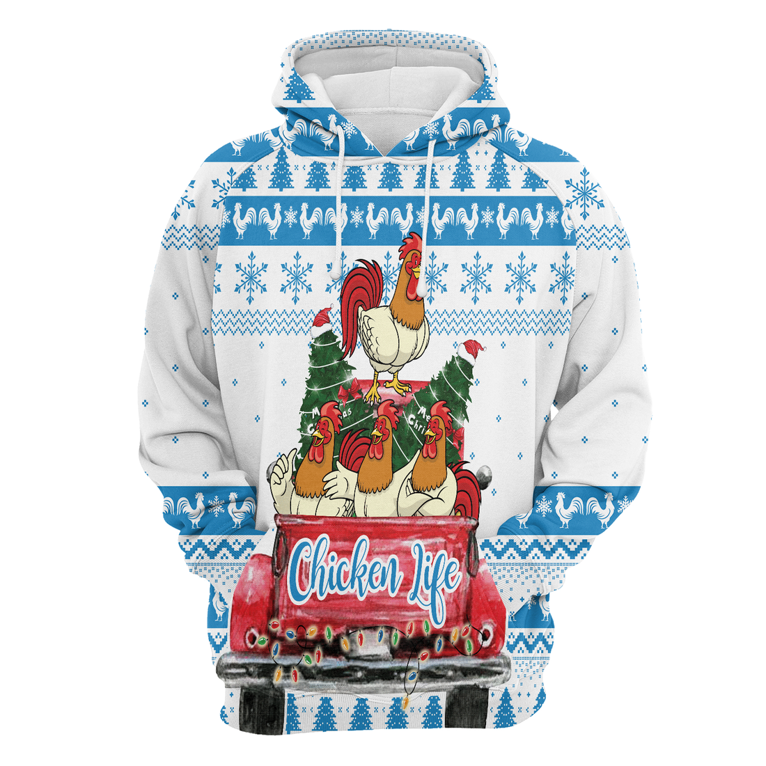 Chicken Premium Christmas Hoodie, Chicken Life Christmas Tree Colorful Unisex Hoodie For Men & Women - Perfect Gift For Christmas, Chicken Lover