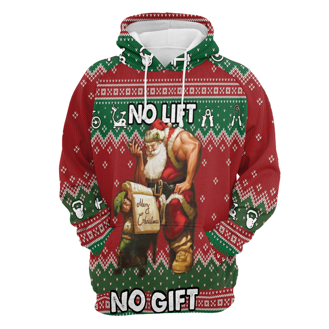 Santa Gym Premium Christmas Hoodie, No Lift No Gift Christmas Unisex Hoodie For Men & Women - Perfect Gift For Christmas, Family, Gymer