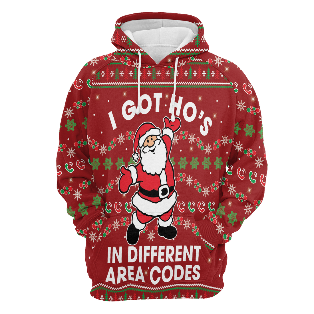 Santa Claus Premium Christmas Hoodie, I Got Ho's In Different Area Codes Unisex Hoodie For Men & Women - Perfect Gift For Christmas, Family