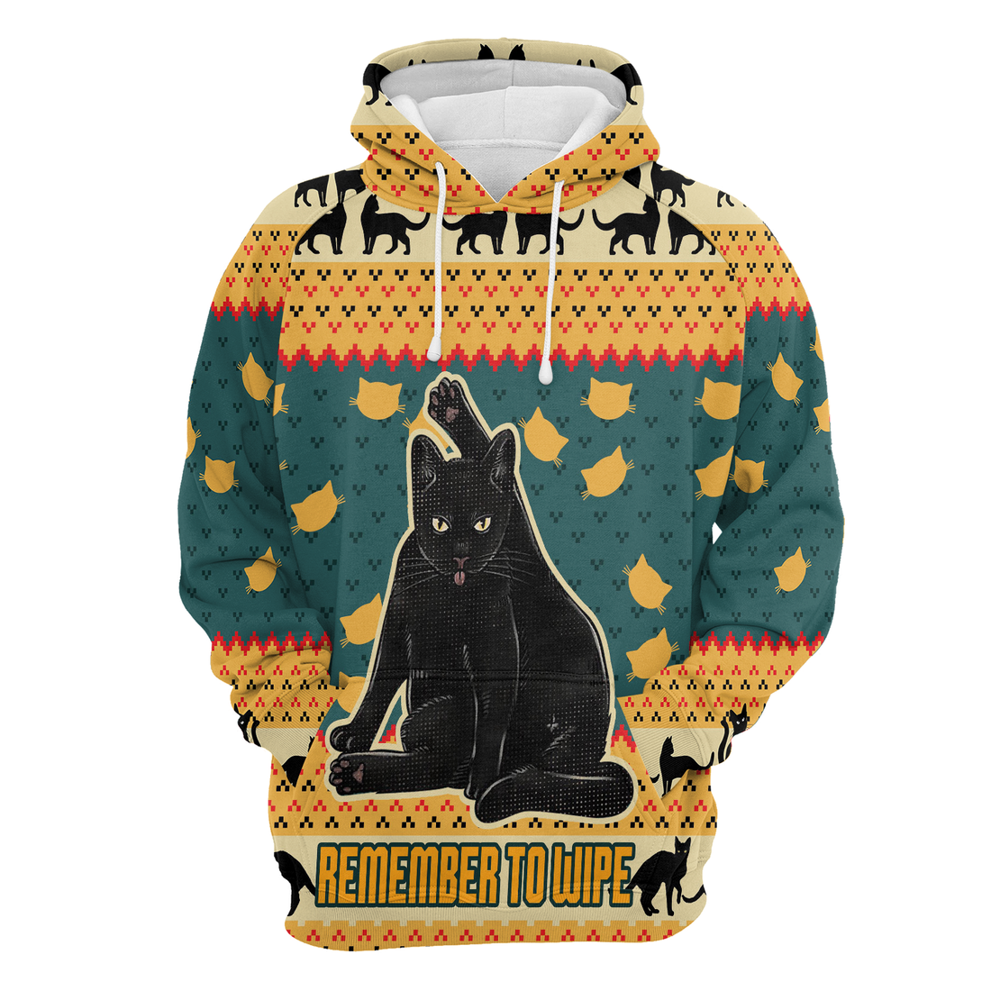 Black Cat Xmas Premium Christmas Hoodie, Cat Remember To Wipe Unisex Hoodie For Men & Women - Perfect Gift For Christmas, Black Cat Lovers