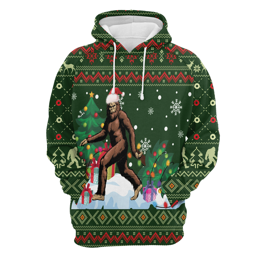 BigFoot Premium Christmas Hoodie, BigFoot Xmas Christmas Pattern Unisex Hoodie For Men & Women - Perfect Gift For Christmas, BigFoot Lover