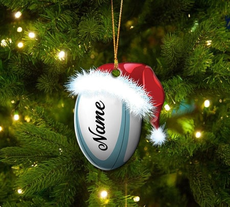 Custom Football Acrylic Christmas Ornament, Personalized Rugby Union Ball Acrylic Ornament For American Football Lover,Christmas,New Year