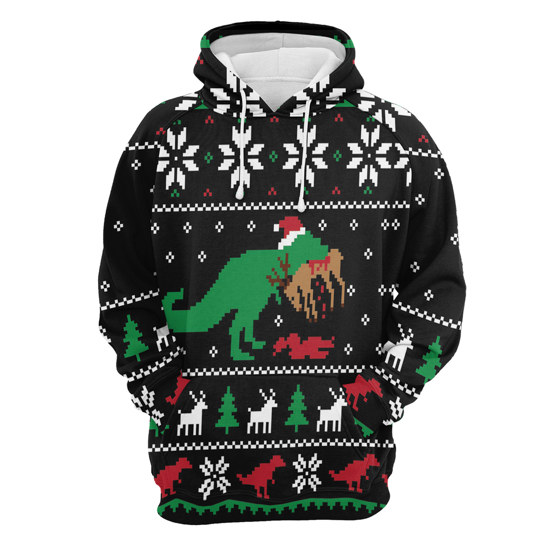 Dinosaur Premium Christmas Hoodie, Dinosaur T-rex Christmas Tree Unisex Red Hoodie For Men & Women - Perfect Gift For Christmas, Family