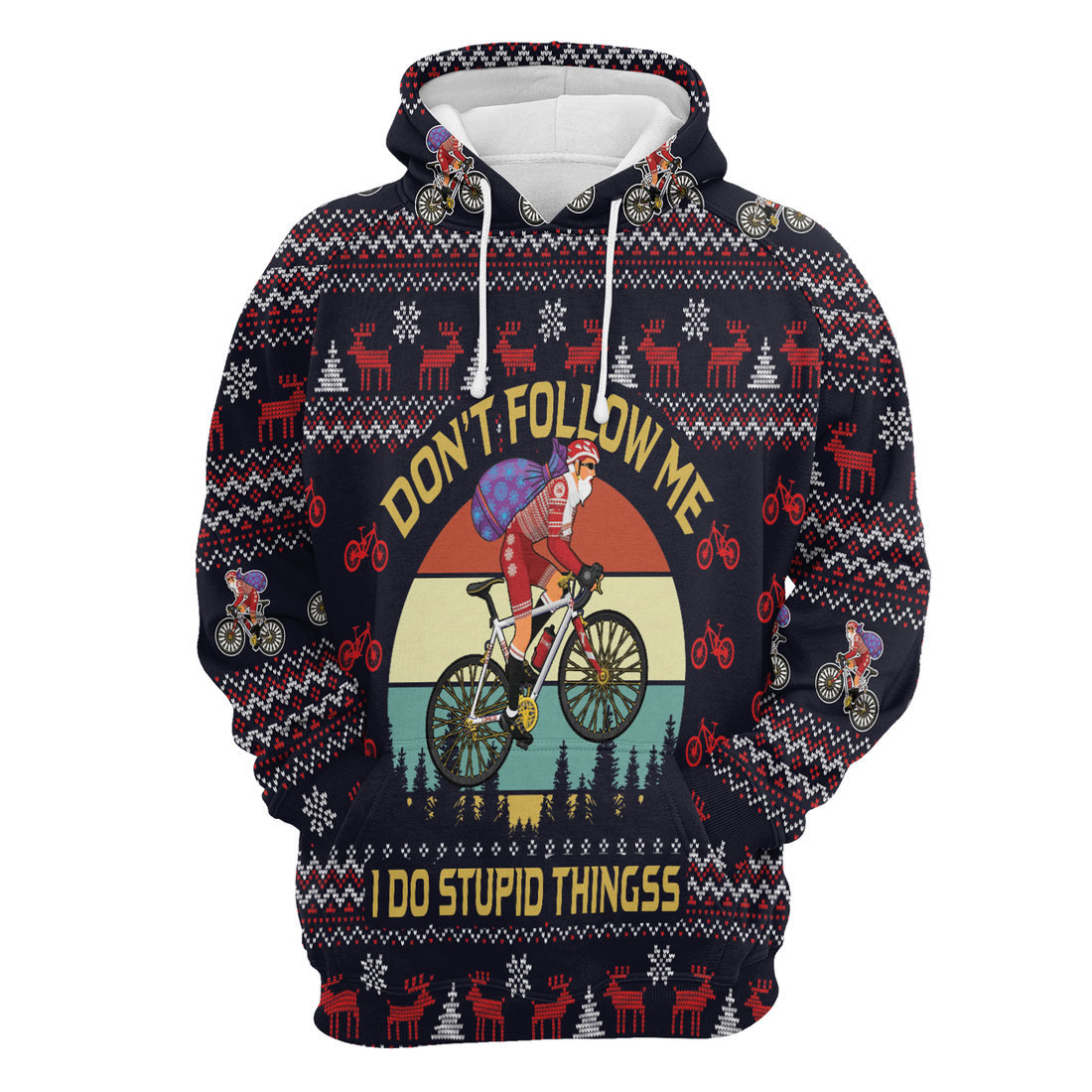 Santa Bike Premium Christmas Hoodie, Satan Claus On Bike Vintage Background Unisex Hoodie For Men & Women - Perfect Gift For Christmas, Family, Biker