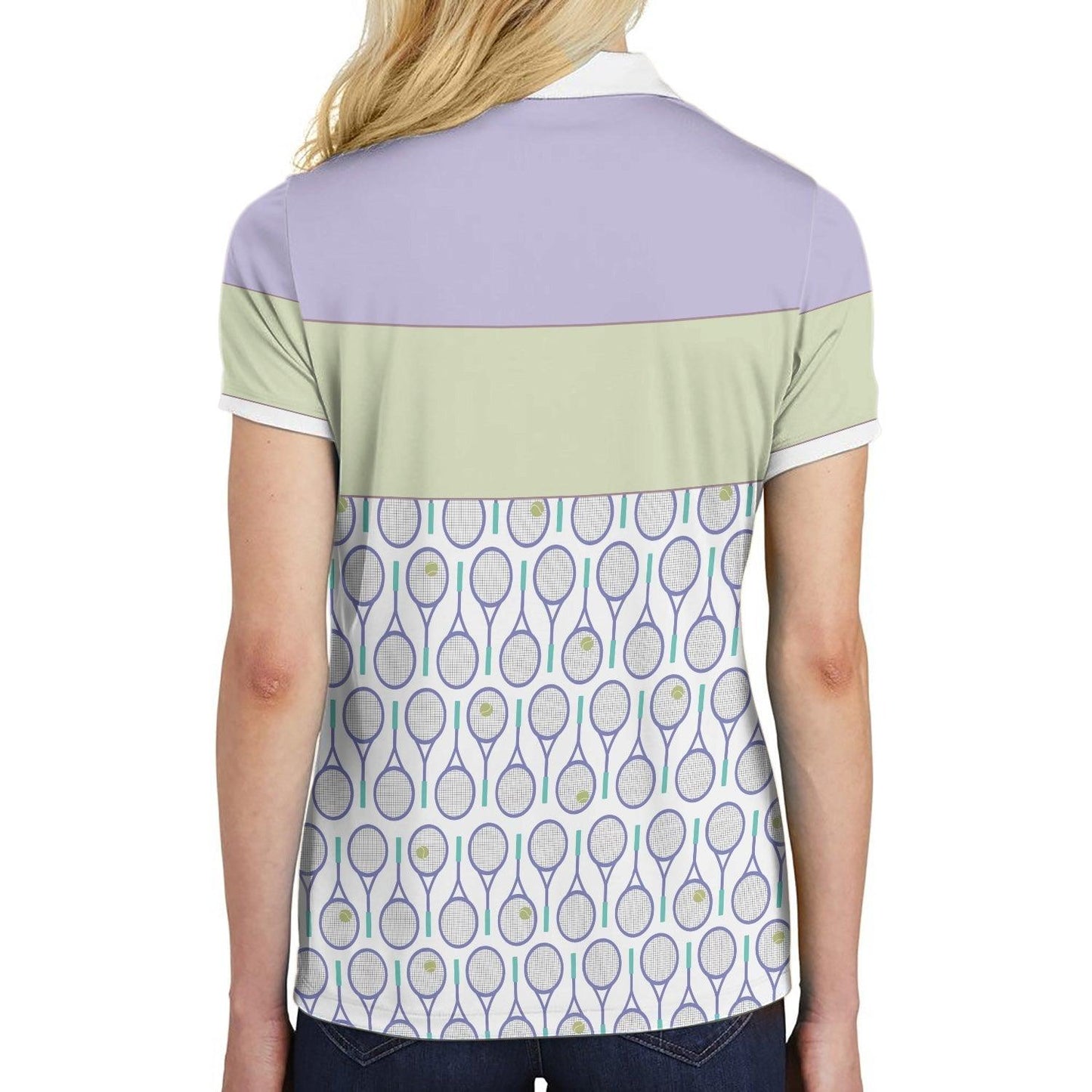 Tennis Custom Name Women Polo Shirt, Tennis In Purple Pattern Personalized Women Polo Shirts, Best Gift For Ladies, Tennis Lovers, Female Players - Amzanimalsgift