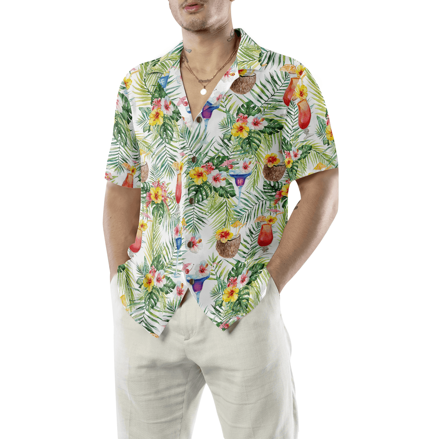Tropical Cocktail Hawaiian Shirt, Colorful Summer Aloha Shirt For Men Women, Perfect Gift For Friend, Team - Amzanimalsgift
