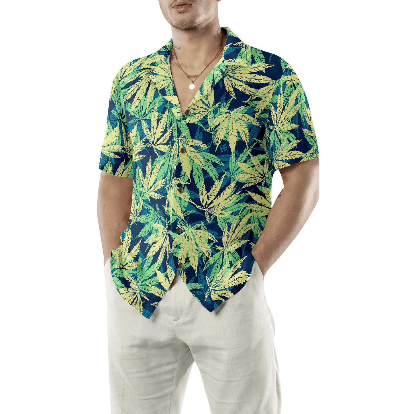 Tropical Marijuana Leaves Hawaiian Shirt, Colorful Summer Aloha Shirt For Men Women, Perfect Gift For Friend, Family, Husband, Wife - Amzanimalsgift
