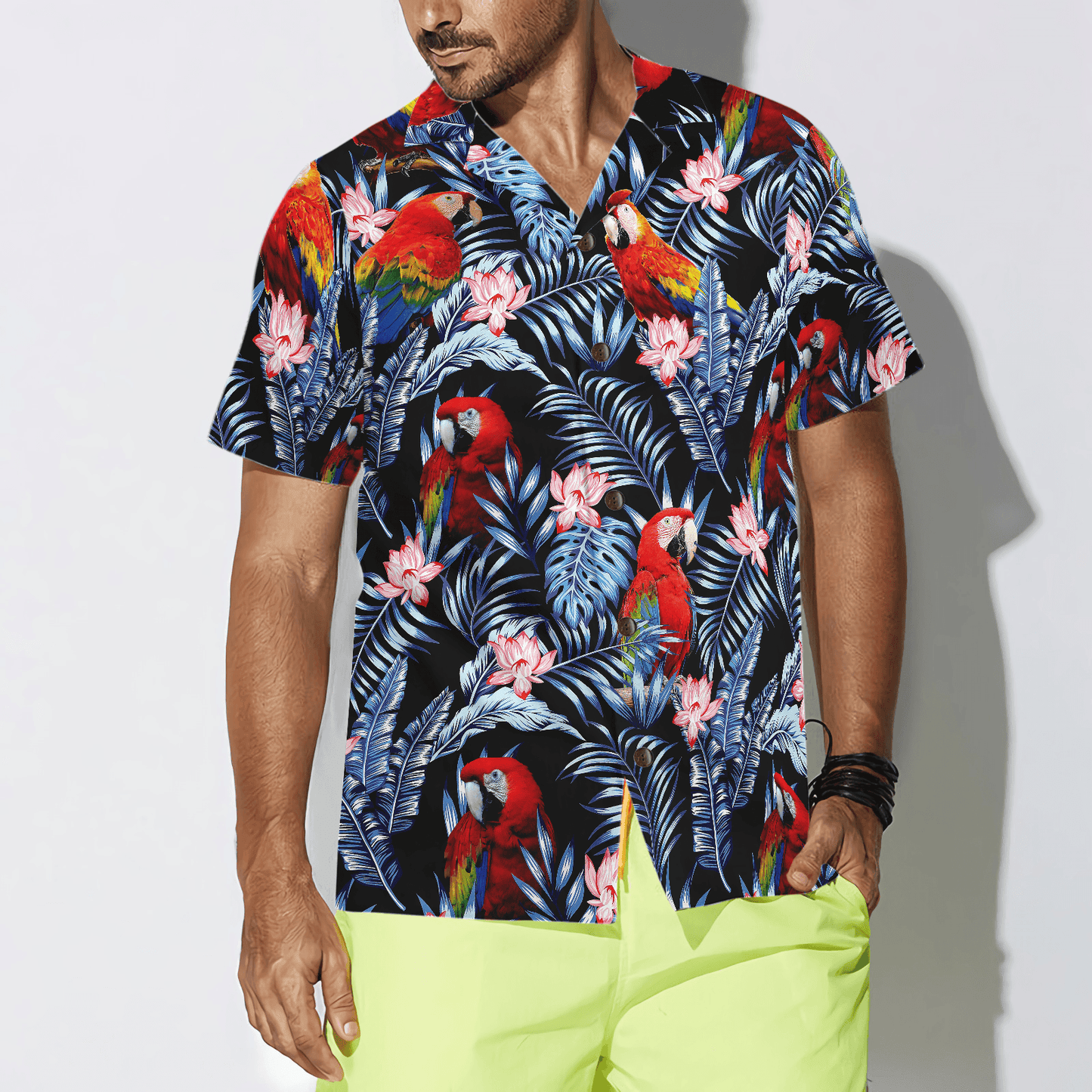 Tropical Parrot Hawaiian Shirt, Colorful Summer Aloha Shirts For Men Women, Perfect Gift For Husband, Wife, Boyfriend, Friend - Amzanimalsgift