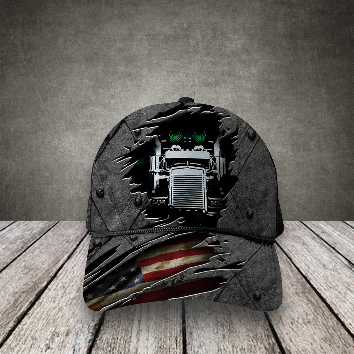 Trucker Mesh Cap Hat, Truck American Flag And Steel Pattern Caps, Perfect Hat For Christian Trucker