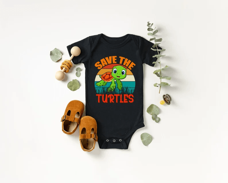 Turtles Baby Onesie, Save The Turtles Baby Onesie, Save The Turtles Onesie, Party Animal Onesie, Funny Baby Boy Onesie, Newborn Onesies - Perfect Gift For Baby, Baby Gift Onesie - Amzanimalsgift