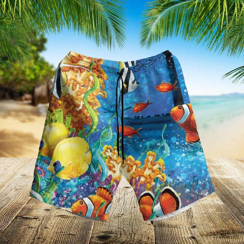 Undersea Aloha Hawaiian Shirt - Watercolor Undersea Artwork Hawaiian Shirt, Sea Fish Hawaiian Shirt For Men & Women, Sea Lover - Amzanimalsgift