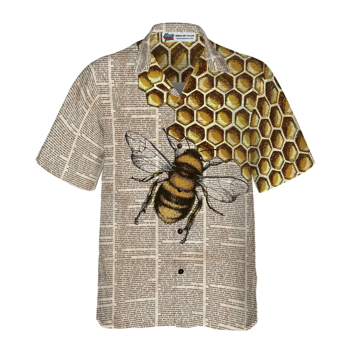 Vintage Honey Bee Hawaiian Shirt, Summer Animals Aloha Shirts For Men Women, Perfect Gift For Husband, Wife, Boyfriend, Friend - Amzanimalsgift