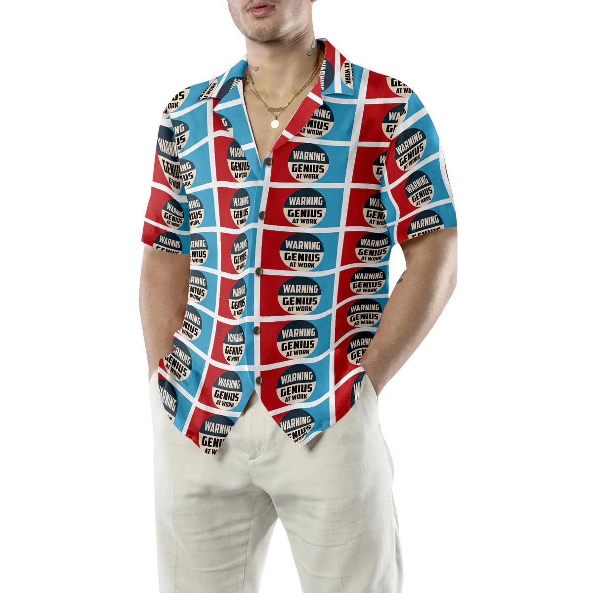 Warning Genius Work Vintage Hawaiian Shirt, Warning Vintage Hawaiian Shirt, Summer Aloha Shirt - Perfect Gift For Men, Women, Husband, Friend, Family - Amzanimalsgift