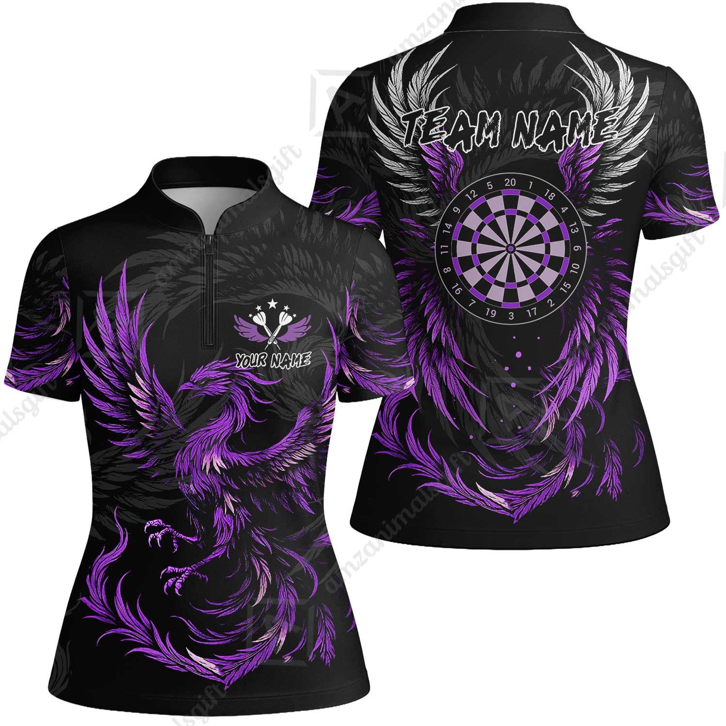 Custom Darts Team Women Jersey Shirt, Phoenix Dartboard Wings Darts Jersey Women Jersey Shirt, Custom Name And Team Name Darts Uniforms Jersey