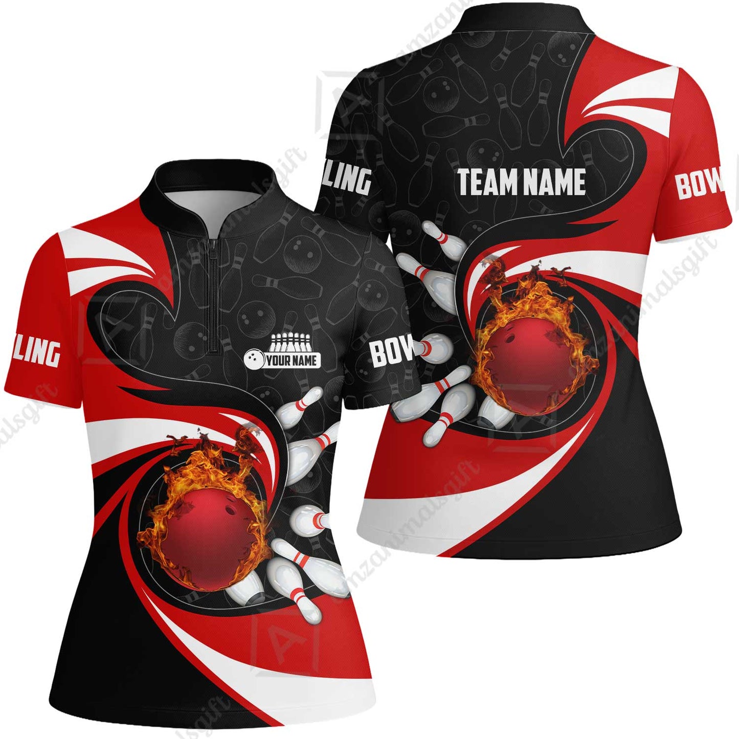 Customized Bowling Jersey Shirt, Bowling Ball And Pins Vortex Pattern Multicolor Customized Name And Team Name For Bowling Team