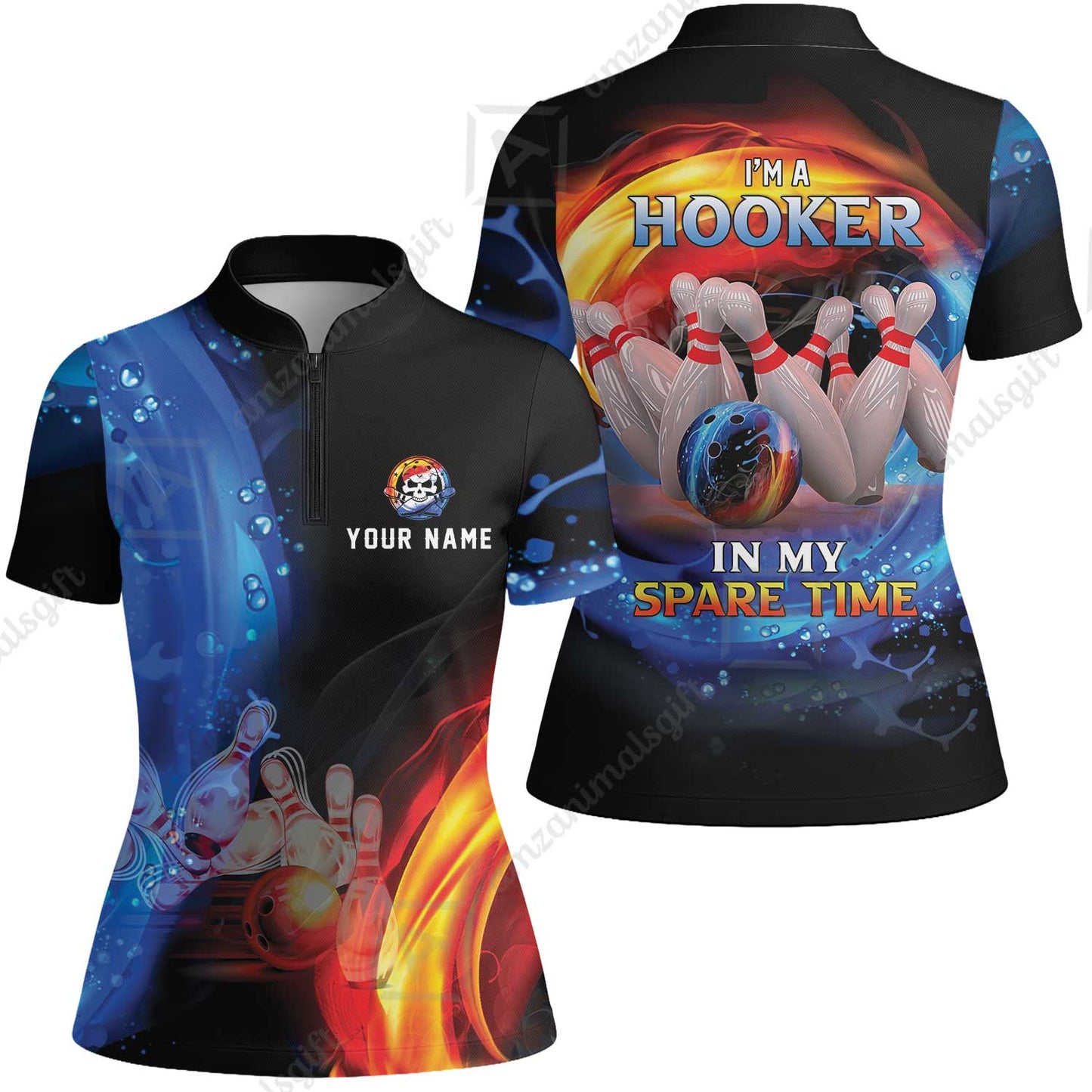 Customized Name Bowling Men Polo Shirts - Bowling I'm A Hooker In My Spare Time Personalized Polo Shirt
