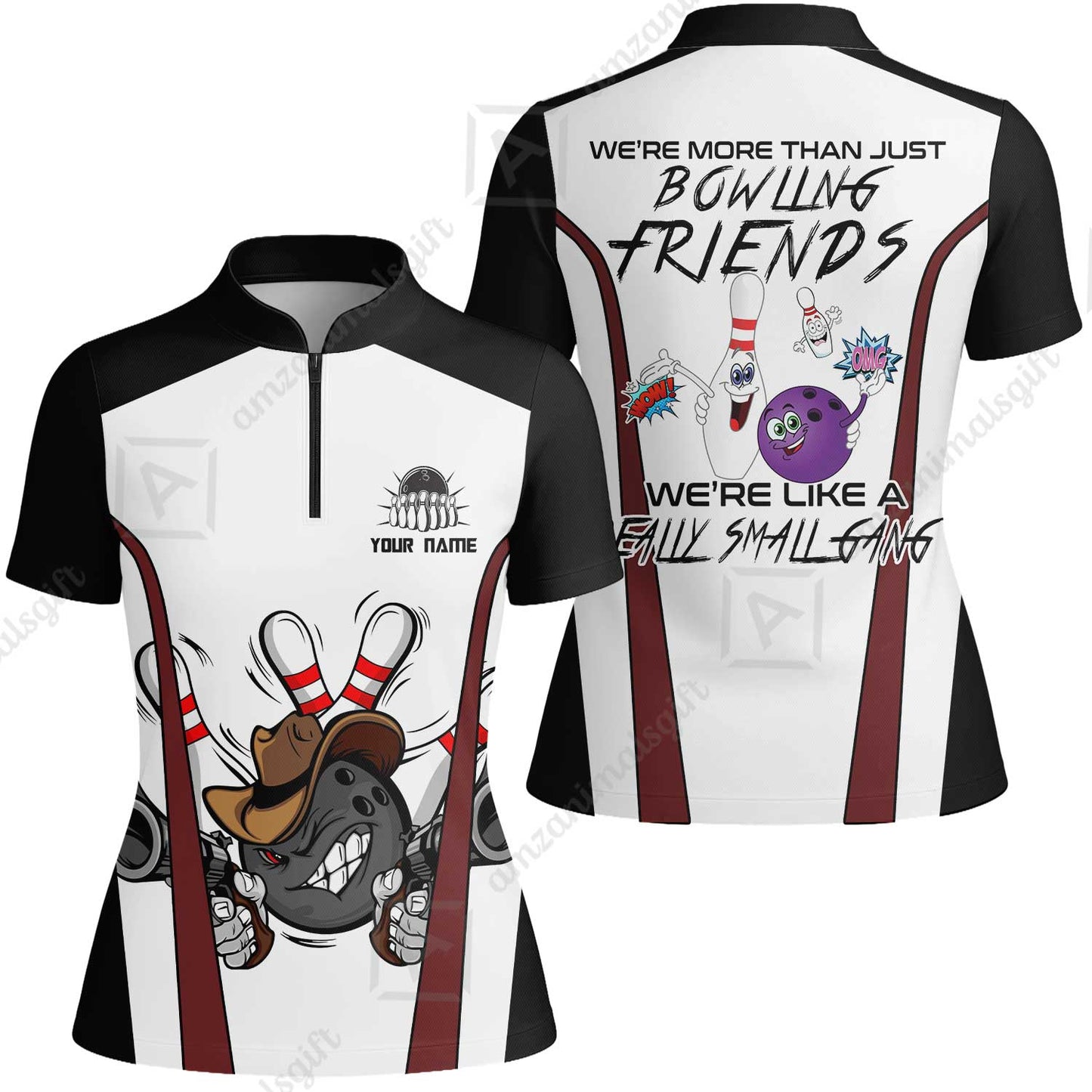 Customized Bowling Friends Polo Shirt, Really Small Gang Funny Bowling Team Polo Shirt, Perfect Outfit For Bowlers