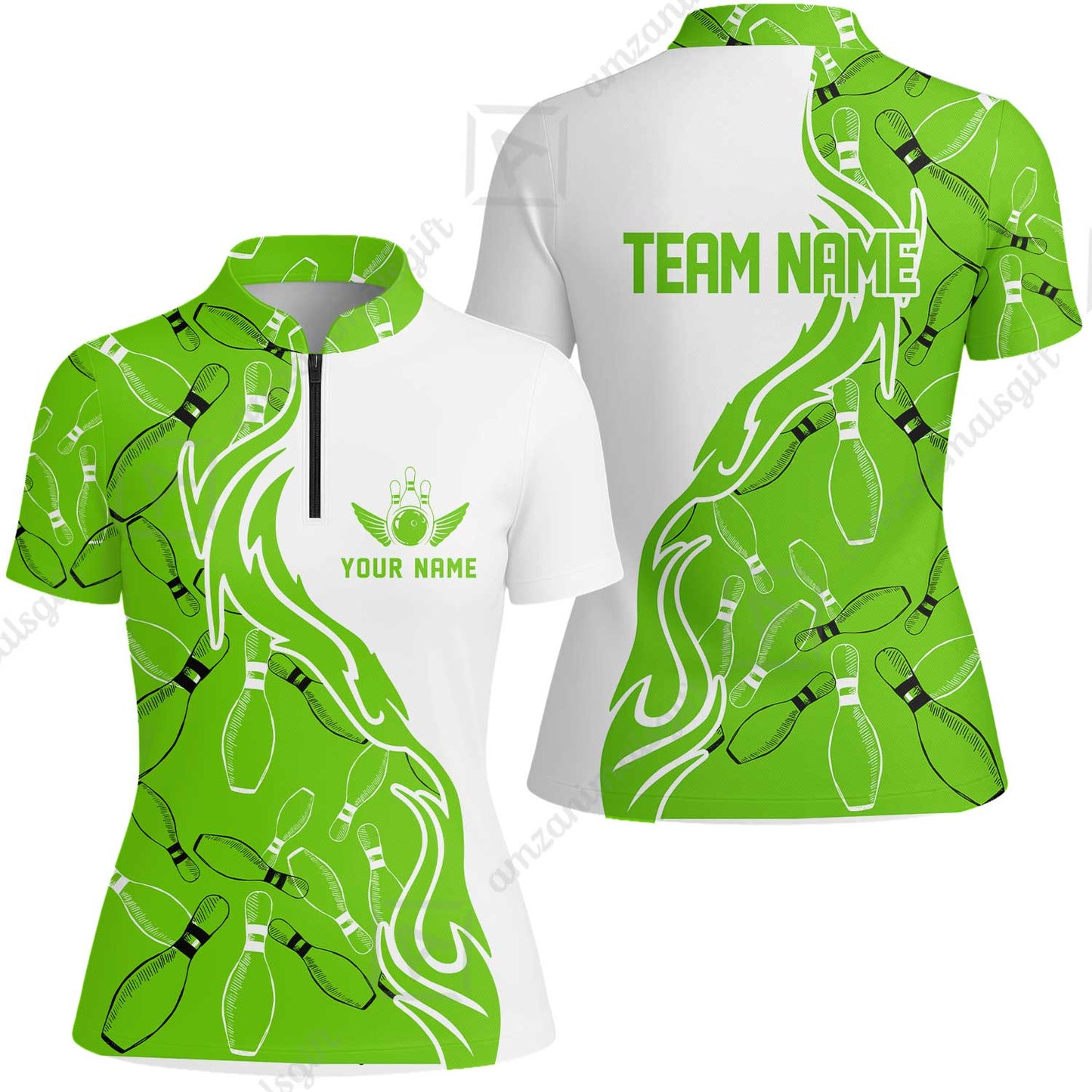 Bowling Custom Women Polo Shirt - Custom Bowling Team Jersey, Bowling uniforms Ball & Pins Personalized Bowling Name And Team Name
