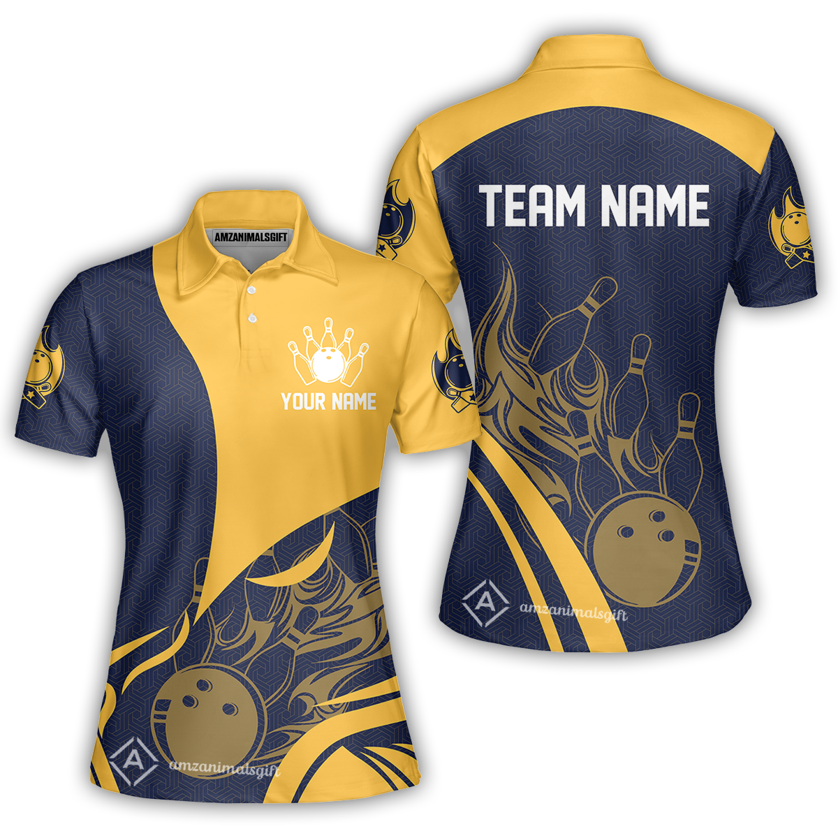 Customized Bowling Women Polo Shirt, Flame Bowling Multicolor Custom Team Uniform Women Polo Shirt, Jersey for Bowlers