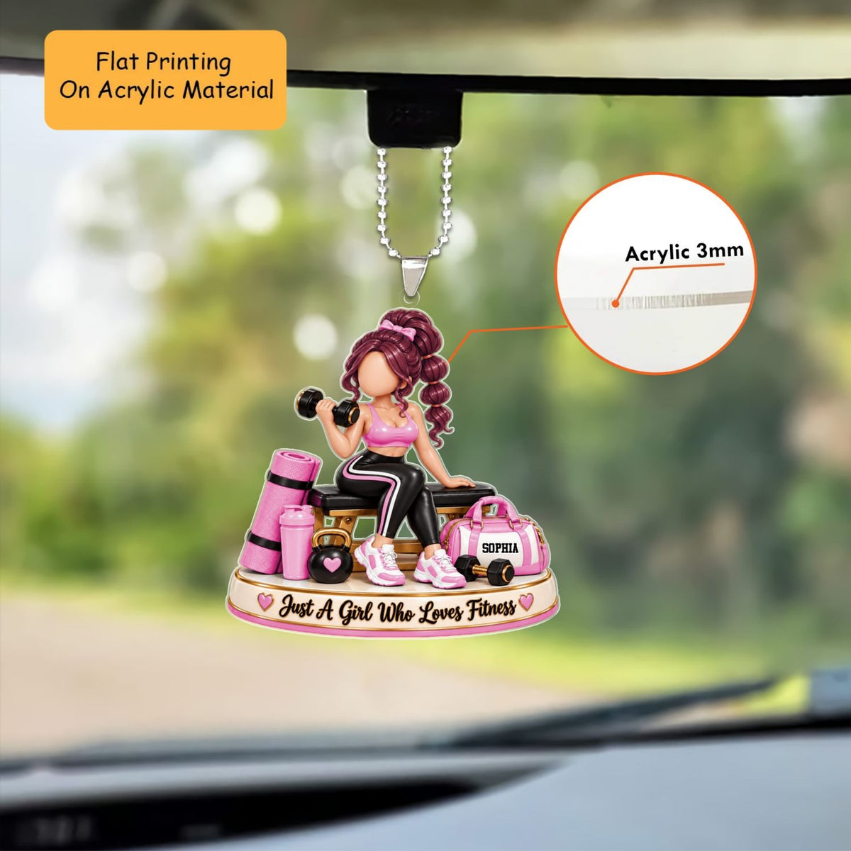 Personalized Fitness Christmas Flat Printed Acrylic Ornament, Gym Bench Workout Setup, Custom Ornament Christmas Gift, Keychain Fitness, Car Ornament Fitness