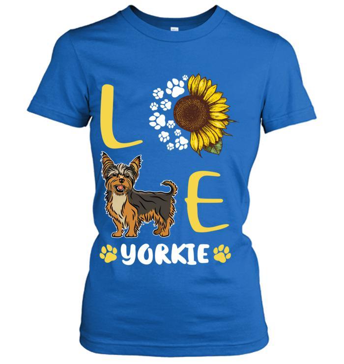Yorkshire Yorkie Women's T Shirt - Love Yorkie With Sun Flower Women T Shirt - Gift for Dog Lovers, Mother, Family, Friends - Amzanimalsgift