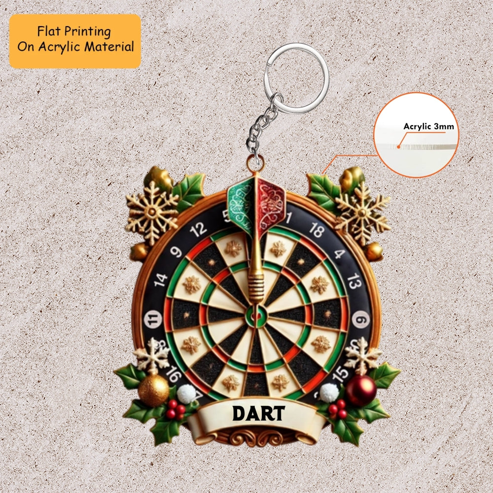 Personalized Dart Board Holding Pins Acrylic Ornament, Dart Board Keychain, Car Ornament, Christmas Ornament Gifts
