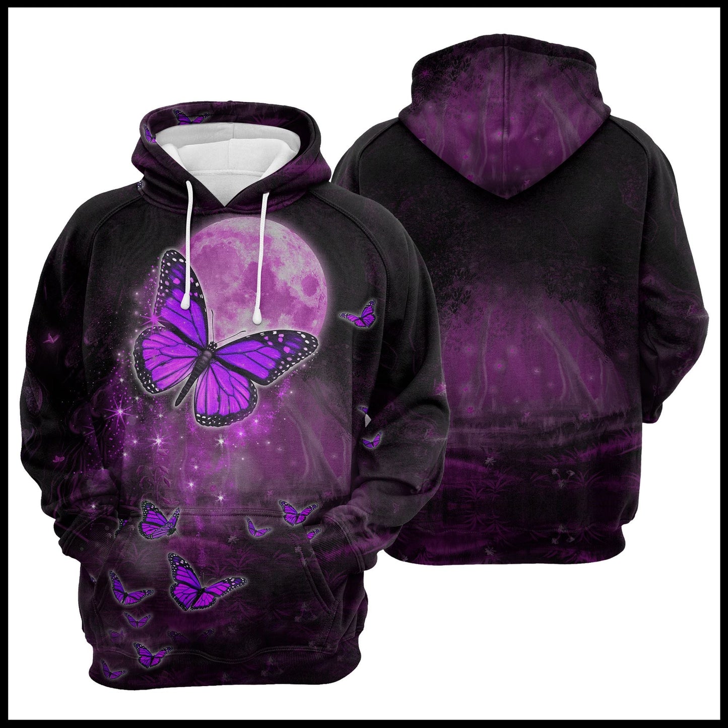 Butterfly Purple Moon Pullover Premium Hoodie, Perfect Outfit For Men And Women On Christmas New Year Autumn Winter