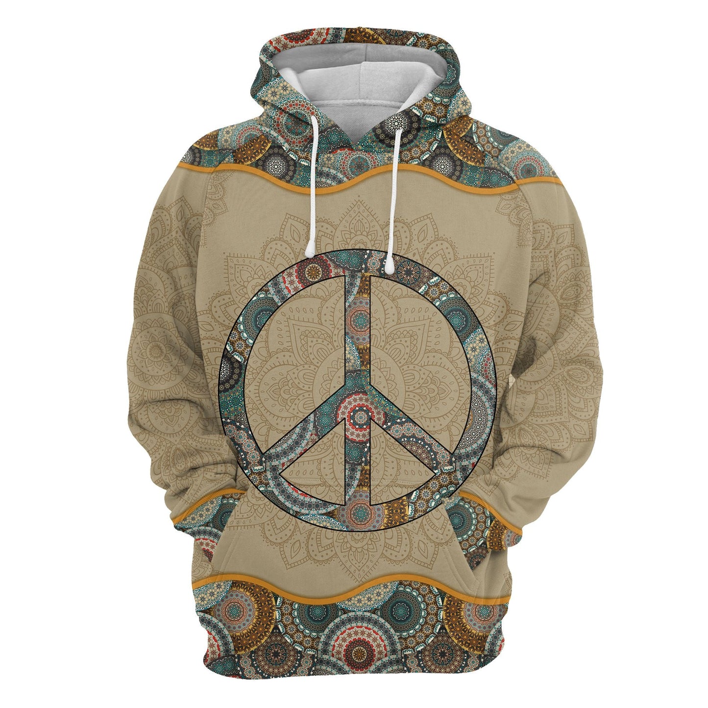 Peace Hippie Mandala Pullover Premium Hoodie, Perfect Outfit For Men And Women On Christmas New Year Autumn Winter
