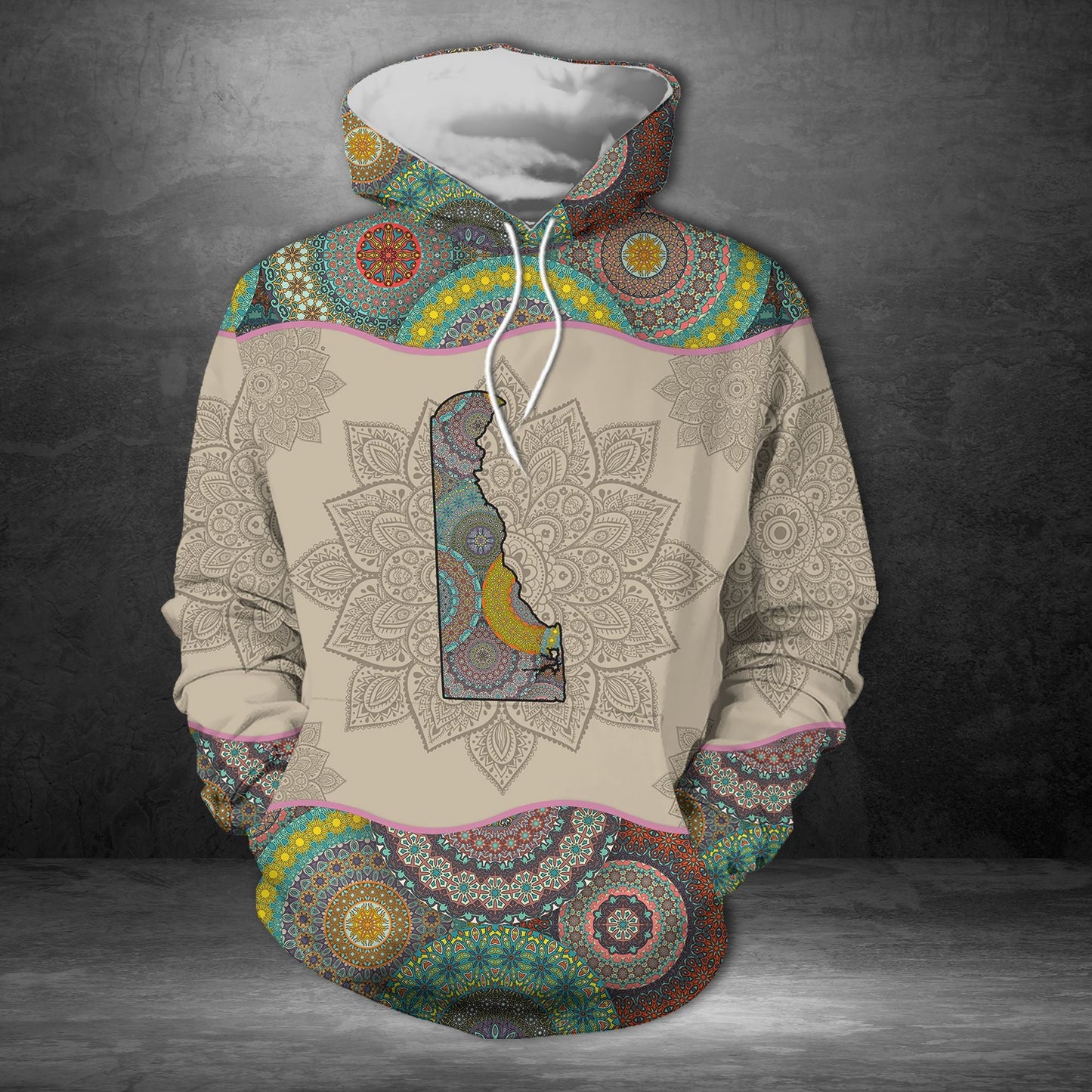 Awesome Delaware Mandala Pullover Premium Hoodie, Perfect Outfit For Men And Women On Christmas New Year Autumn Winter