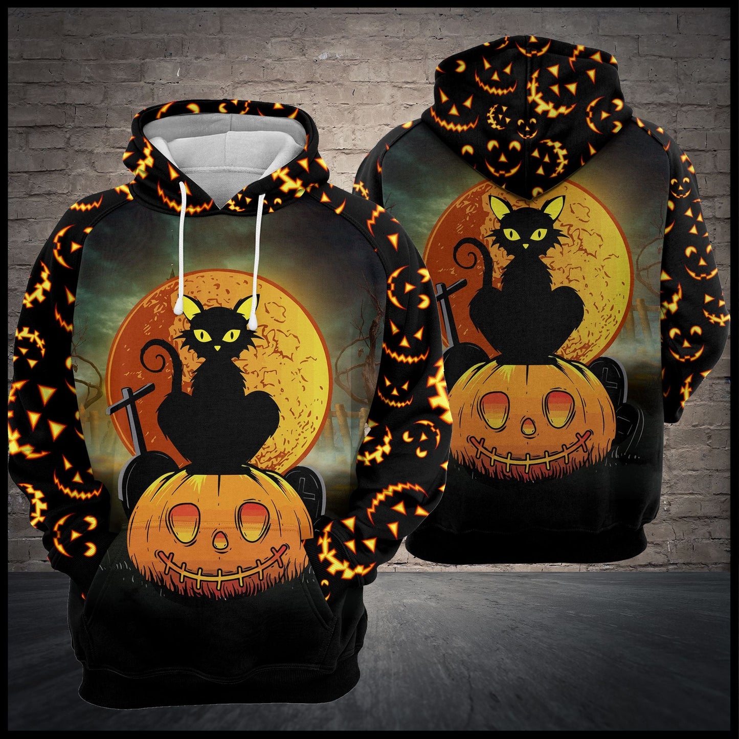Black Cat Midnight Pumpkin Pullover Premium Hoodie, Perfect Outfit For Men And Women On Christmas New Year Autumn Winter