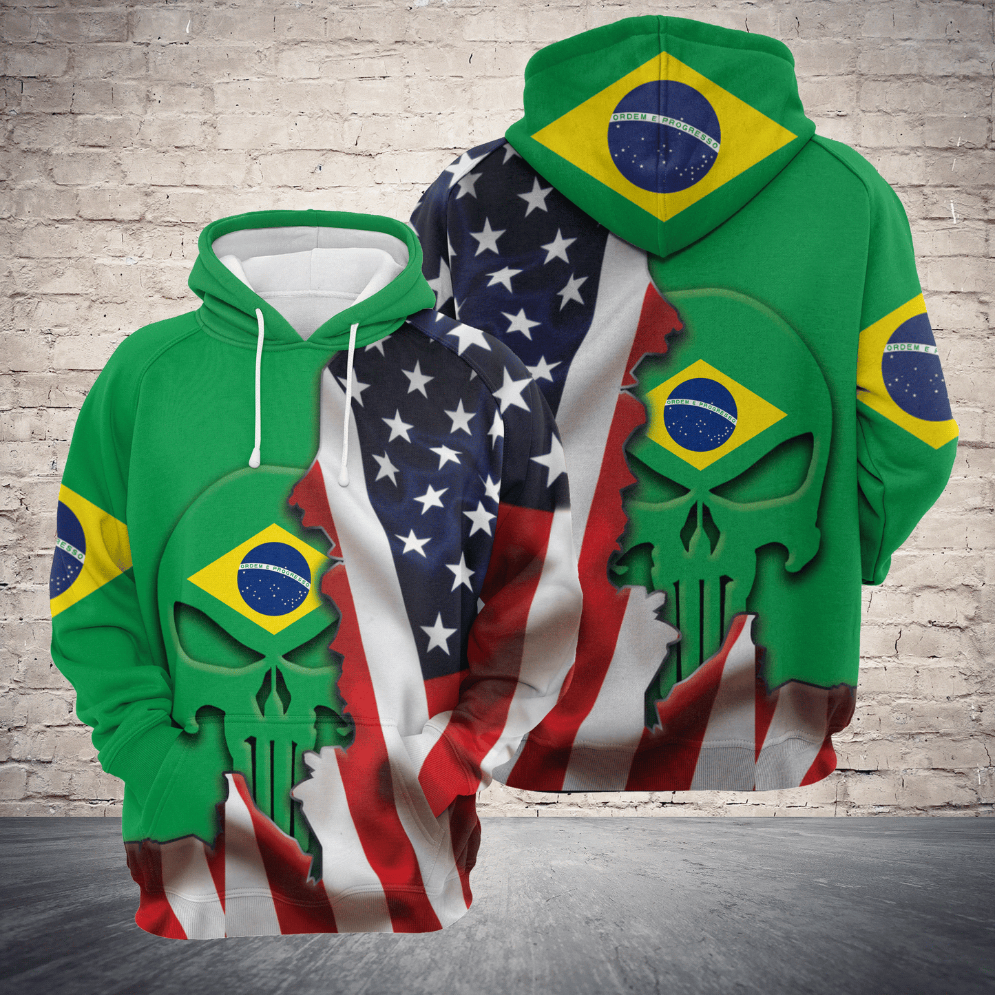 Brazil Proud Skull Pullover Halloween Premium Hoodie, Perfect Outfit For Men And Women On Christmas New Year Autumn Winter