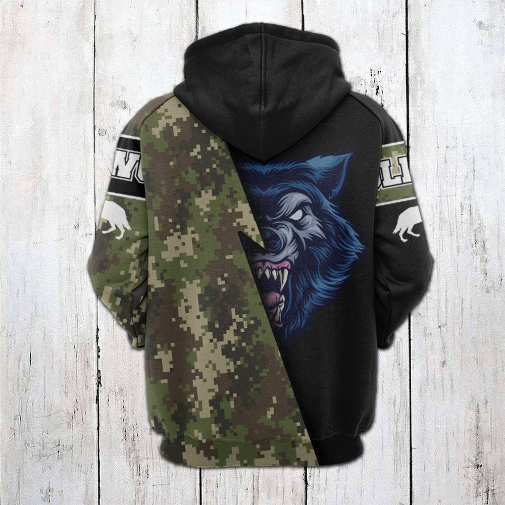 Blue Wolf Camo Pullover Premium Hoodie, Perfect Outfit For Men And Women On Christmas New Year Autumn Winter