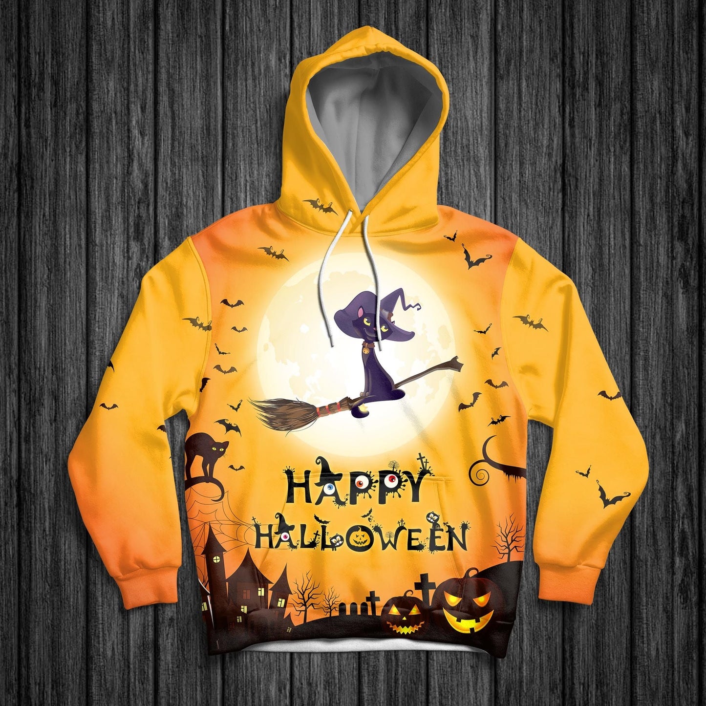 Black Cat Halloween Pumpkin Pullover Premium Hoodie, Perfect Outfit For Men And Women On Christmas New Year Autumn Winter
